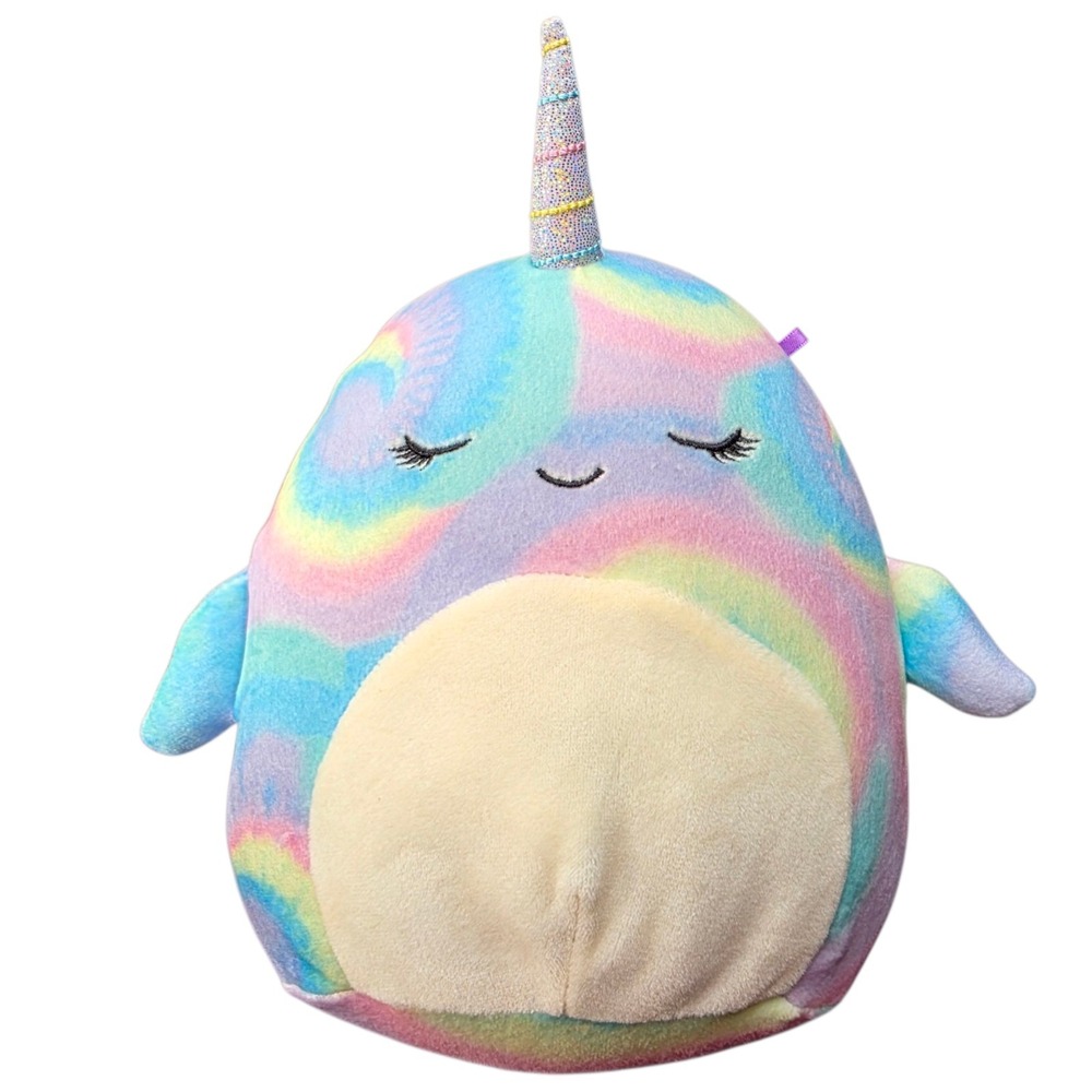 New Narwhal Ter 7.5in Swirly Tie Dye Super‎ Soft Squishmallows Kellytoy Plush
